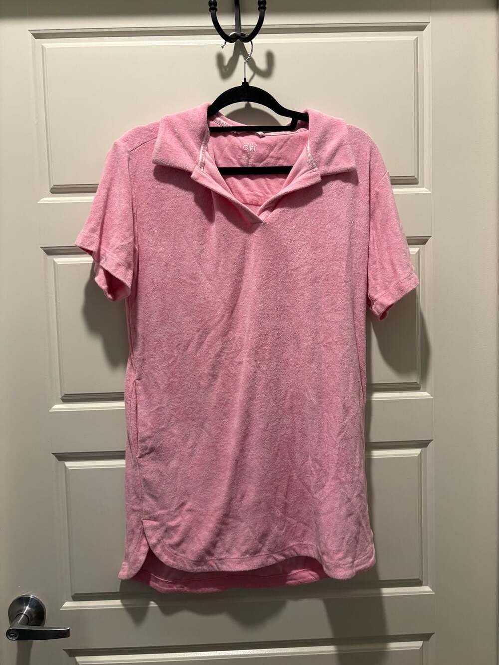 Athleta Girl Jump In Dress Size XL/14 Pink Terry Cloth Polo Cover Up